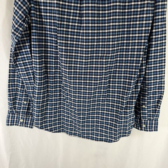 New Gap Button Up Shirt Men's Medium Blue White Plaid Standard Fit Stretch - Picture 11 of 11
